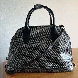 Henri Bendel Silver Embossed Snakeskin Dome Satchel